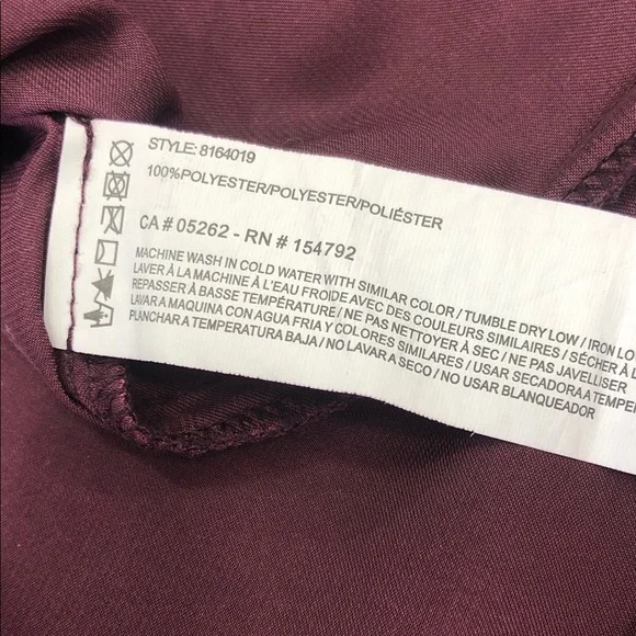 Women's Ruffle-Neck Long Sleeve Blouse – Women’s M – Rich Burgundy - Picture 12 of 13